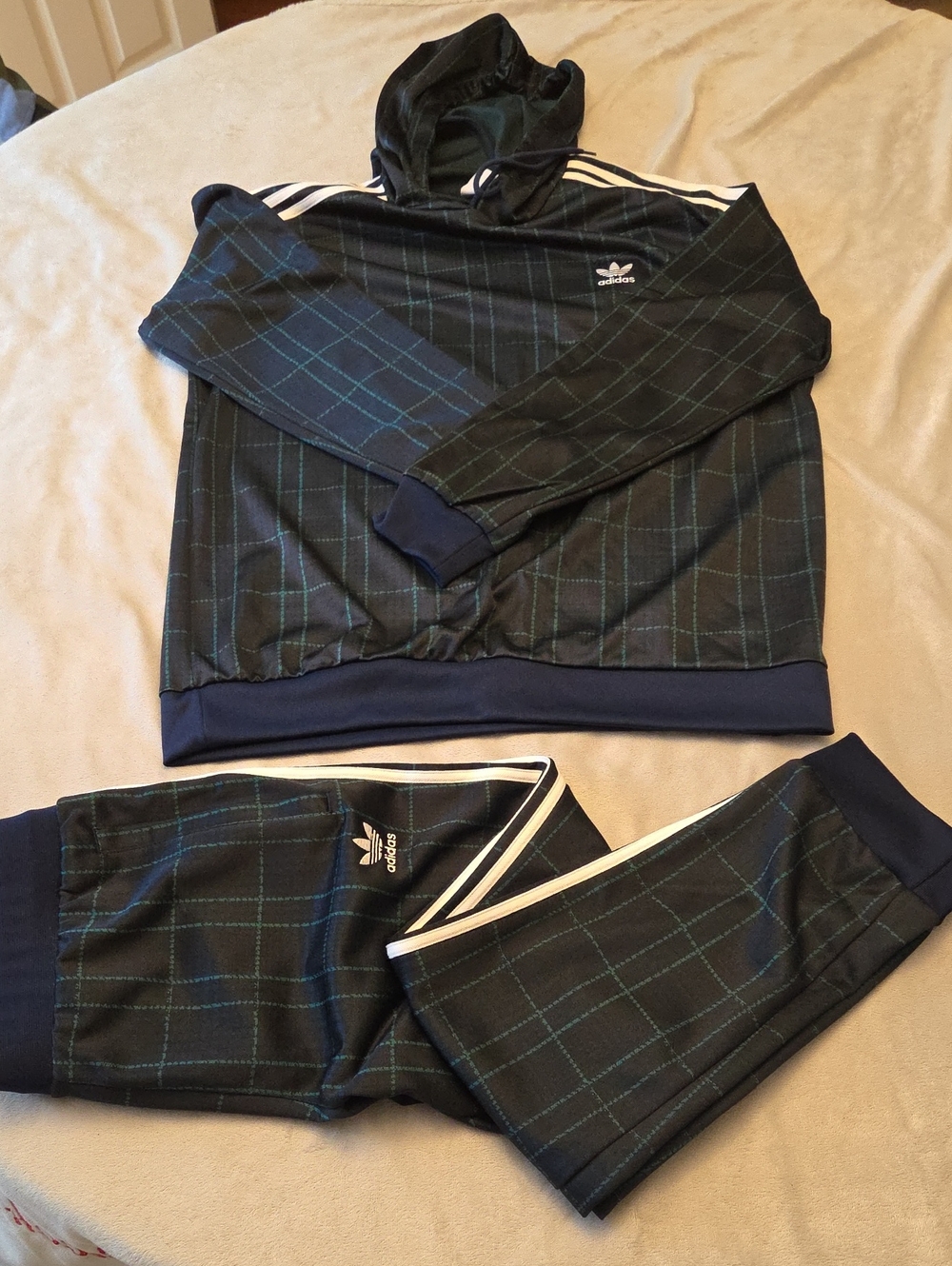 Adidas Tracksuit Set, Size L, Blue & Green